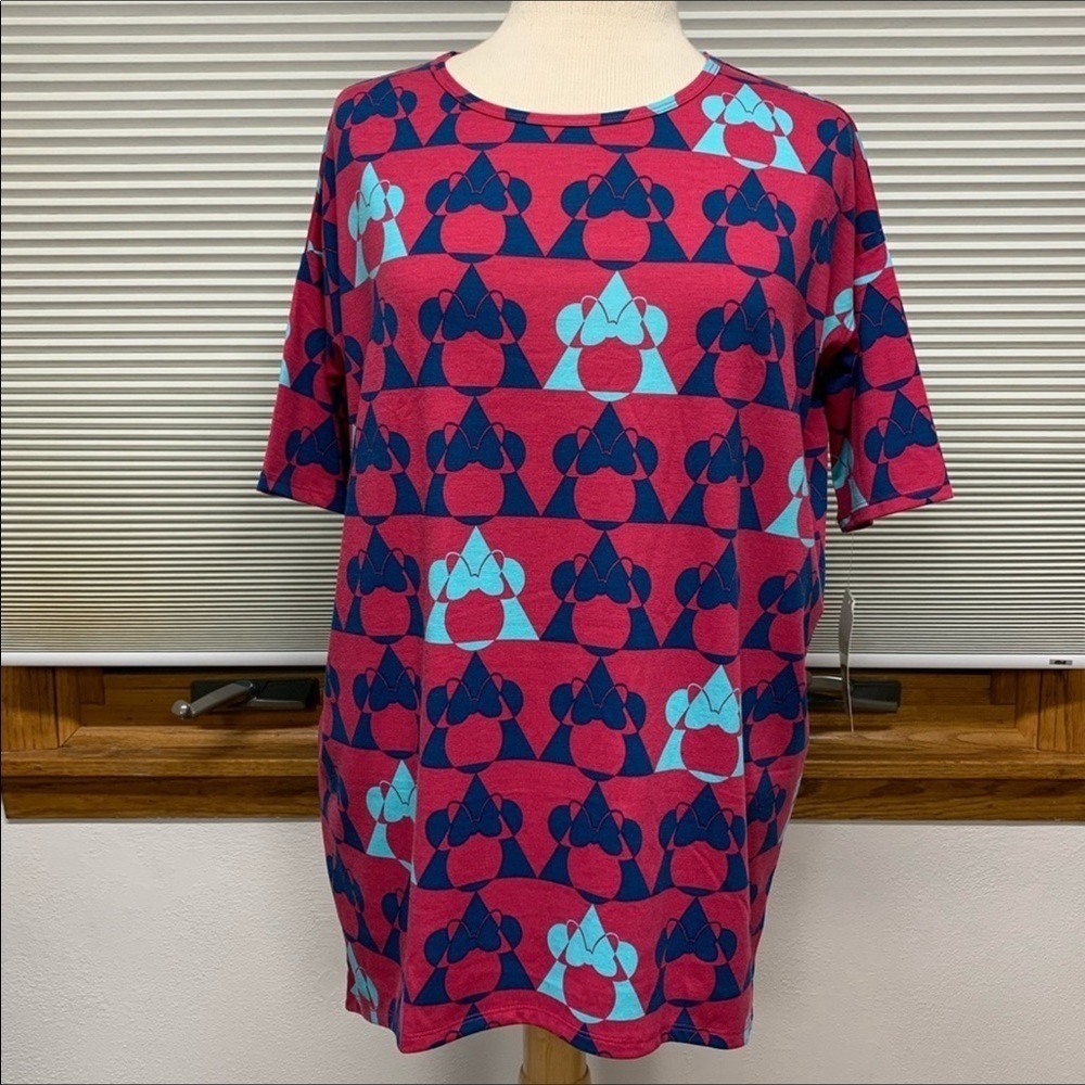 LulaRoe NWT Disney Pink and Blue Minnie Mouse Irma tunic top Size XXS